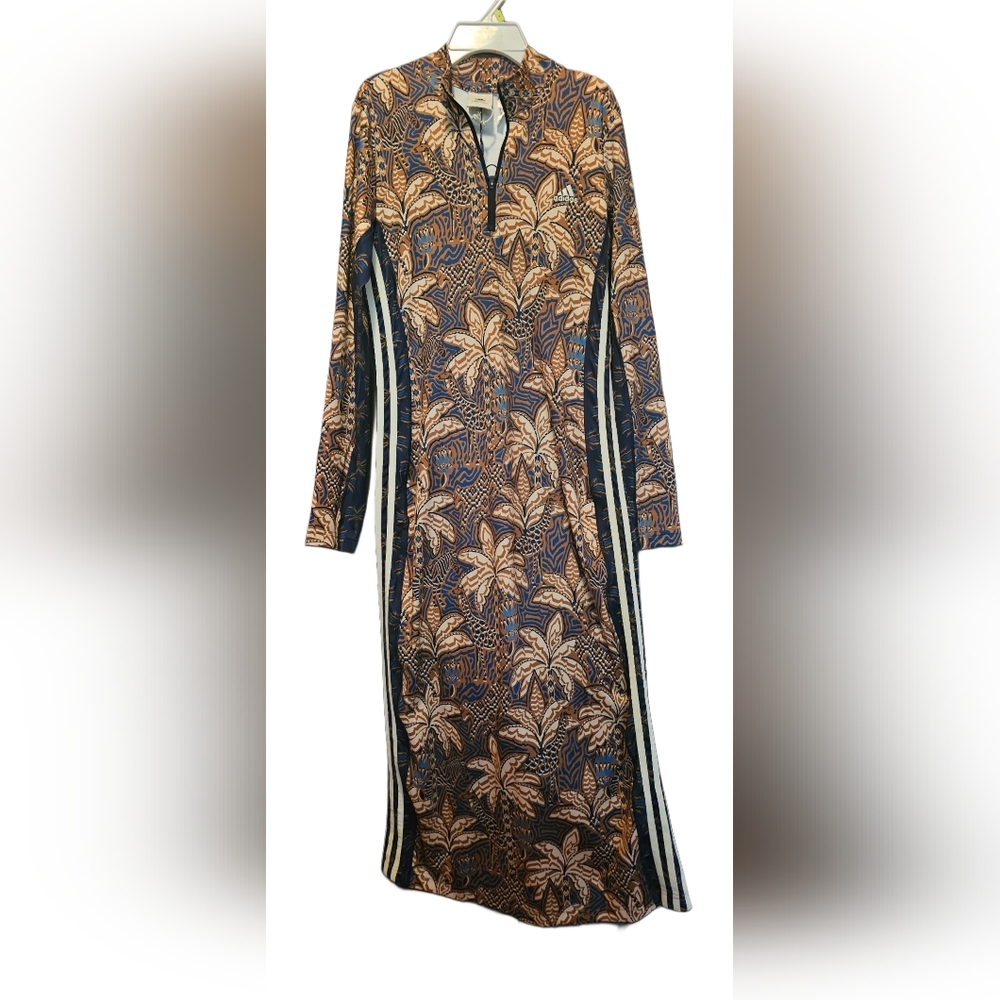 Adidas Farm Rio Patterned Dress with Brown and Blue Accents